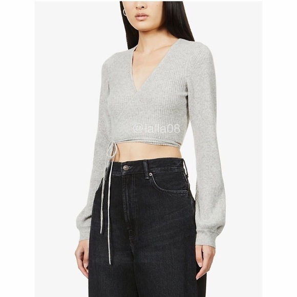 Reformation Remus cashmere wrap sweater gray - Picture 1 of 10